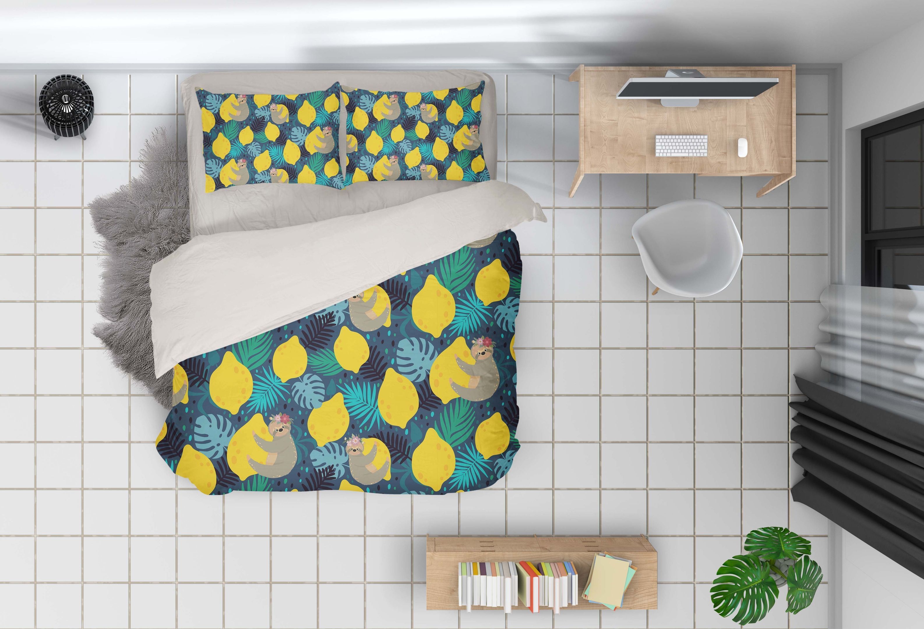 3d Yellow Lemon Bedding Set