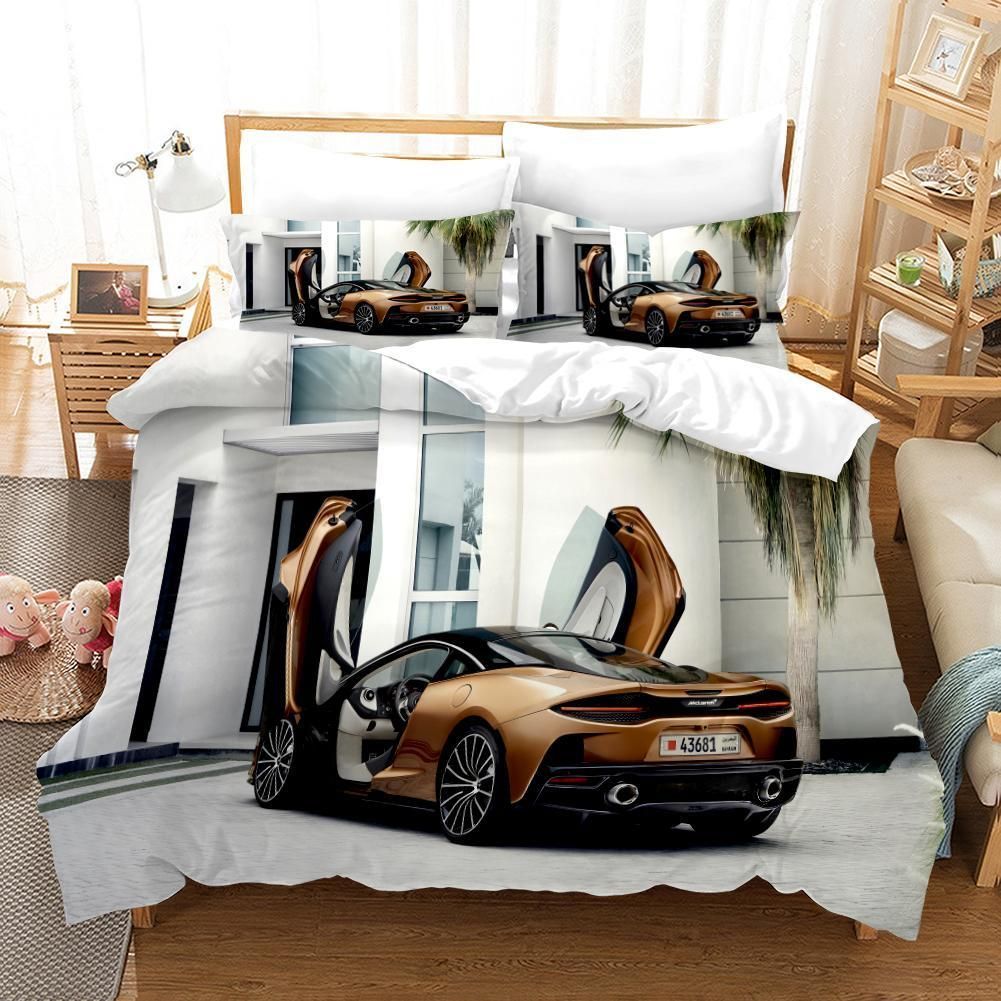 3d Yellow Sports Car Printed Bedding Set