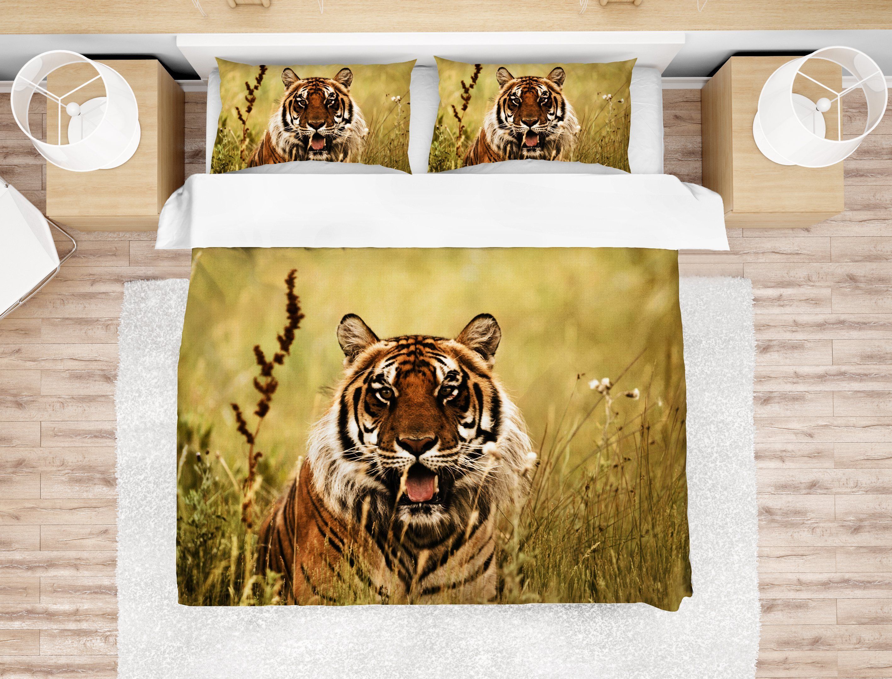 3d Yellow Tiger Grass Bedding Set