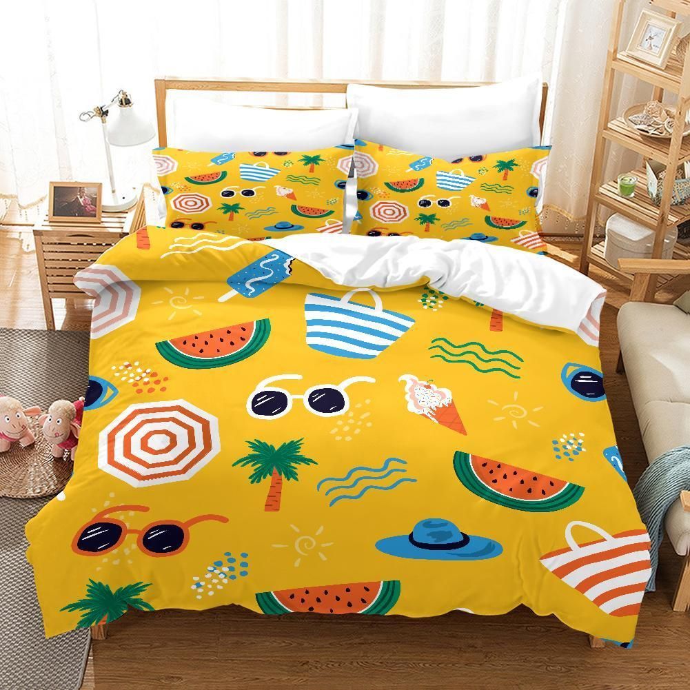 3d Yellow Watermelon Bag Sunglasses Hat Bedding Set