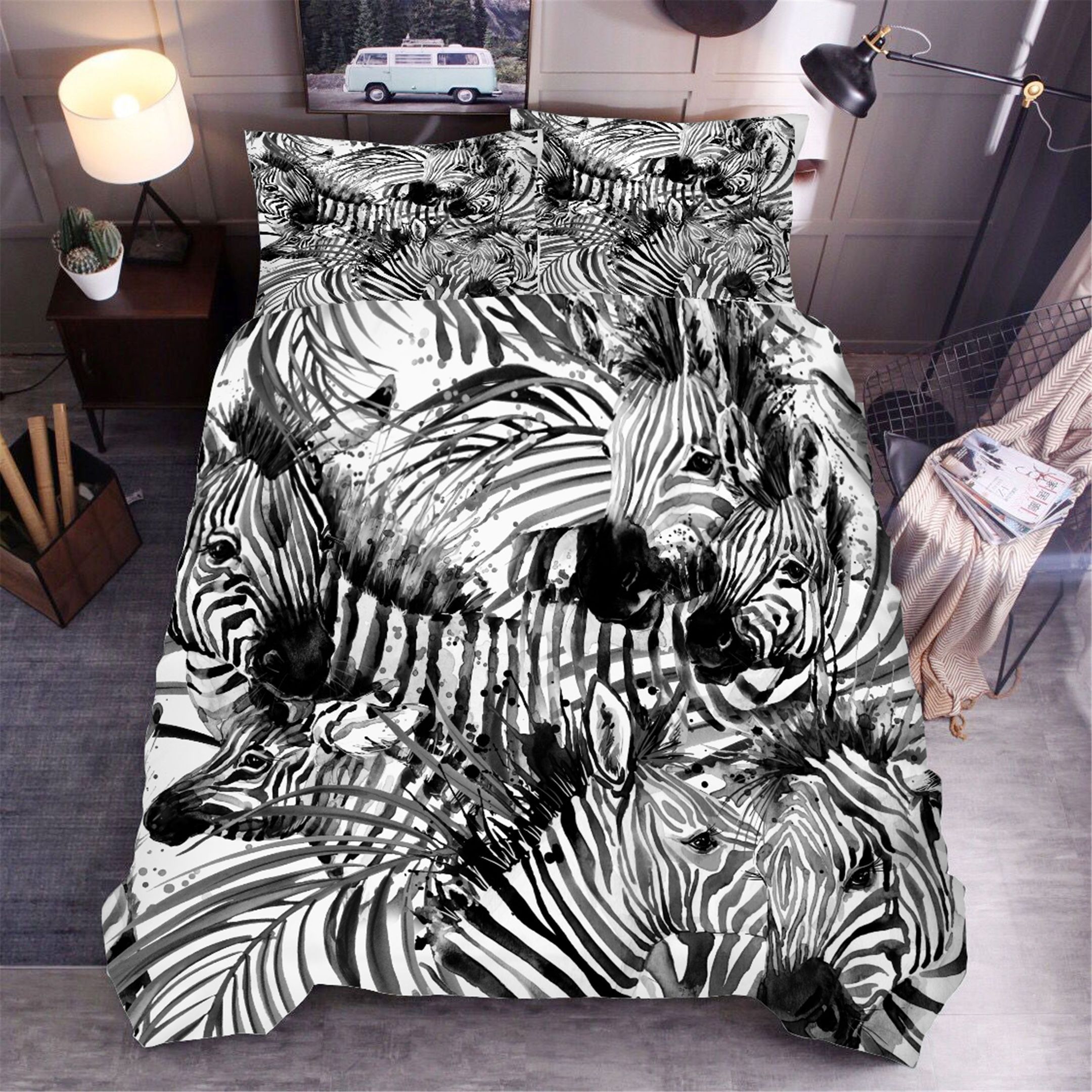 3d Zebra Black White Bedding Set