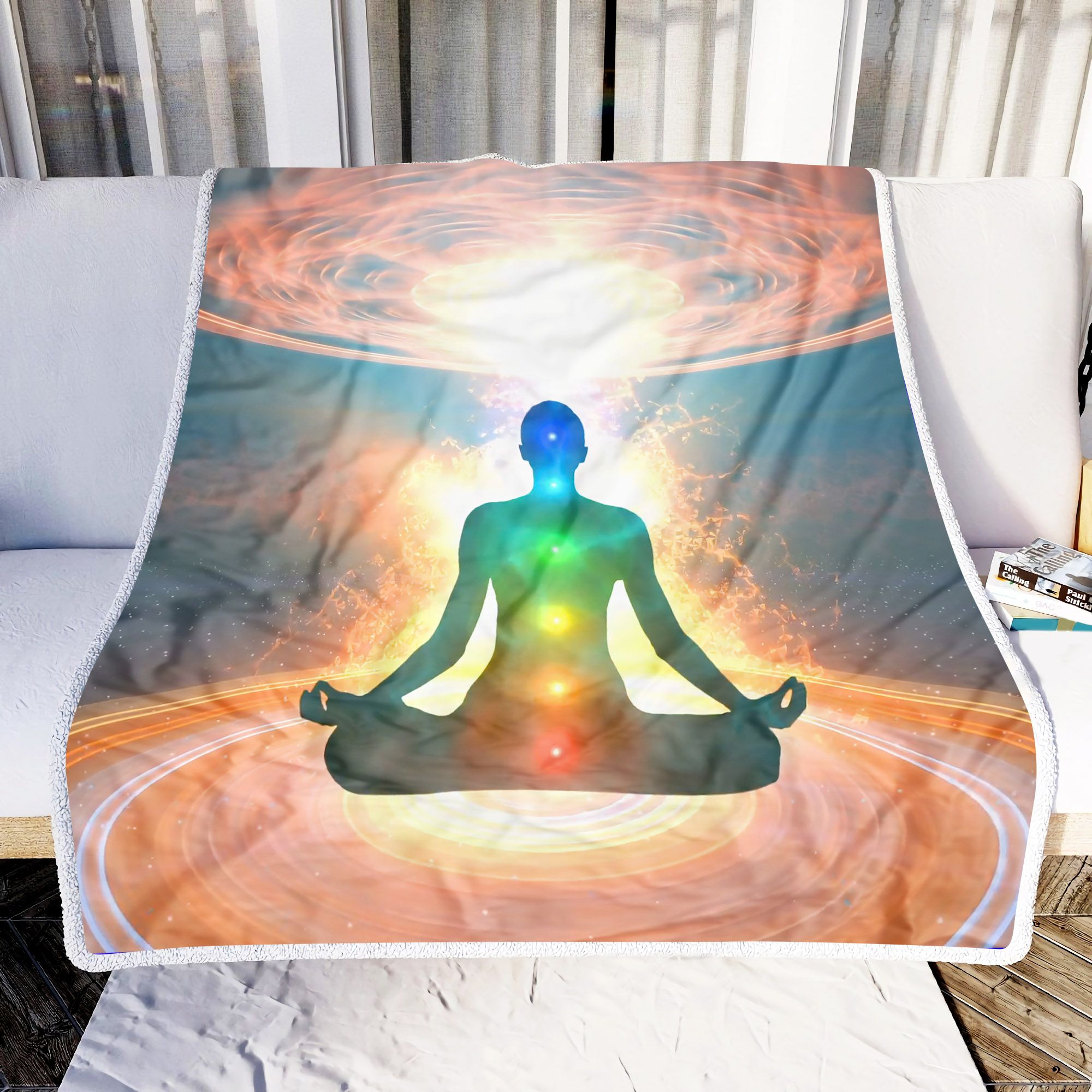 7 Chakras Lotus Pose Fleece Blanket