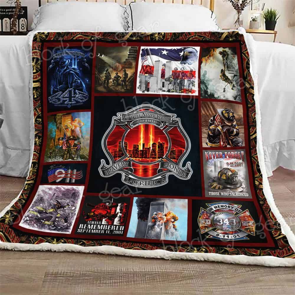 911 Memorial. 343 Never Forget Firefighter Fleece Blanket