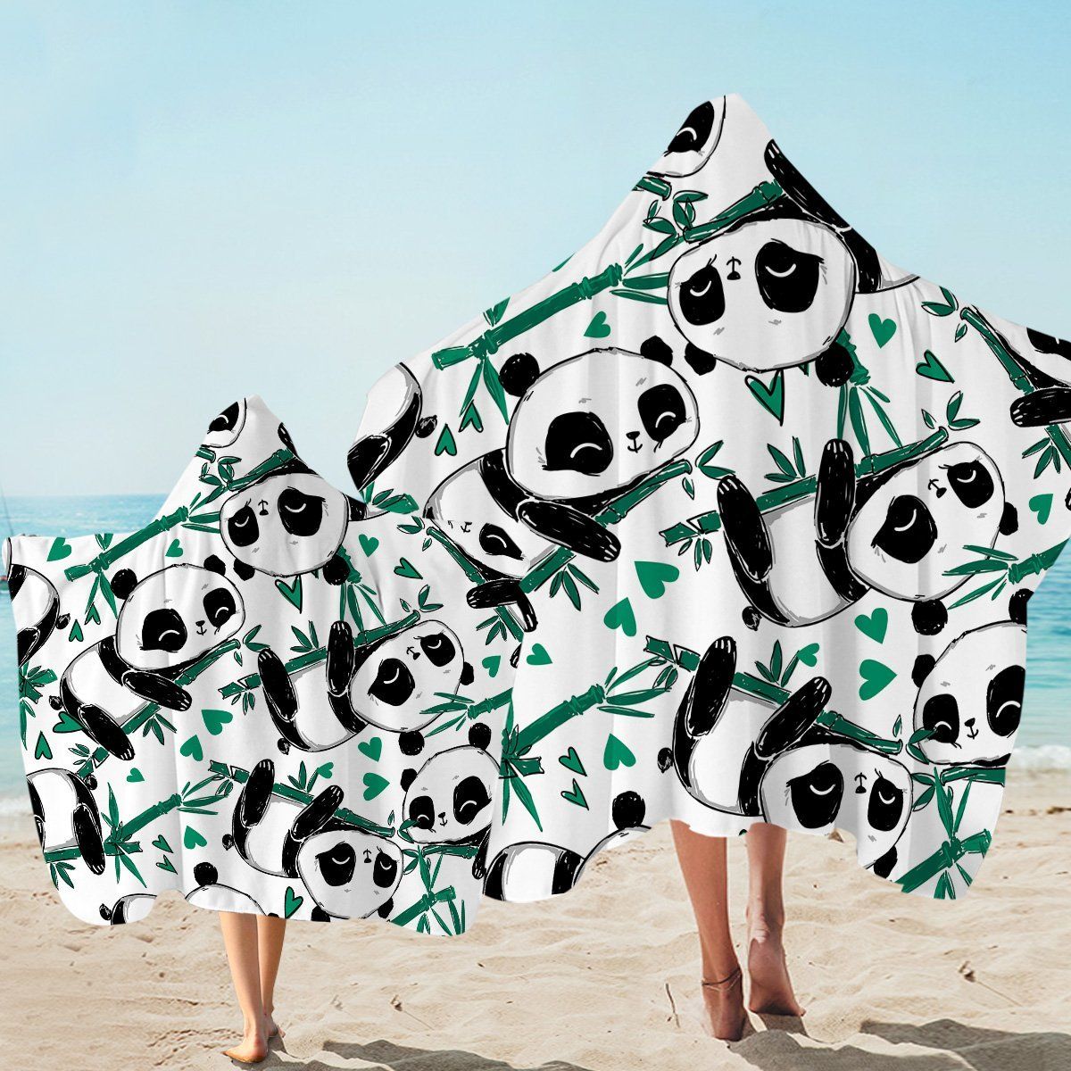 A Bamboo Of Pandas Pattern Printed Hooded Towel