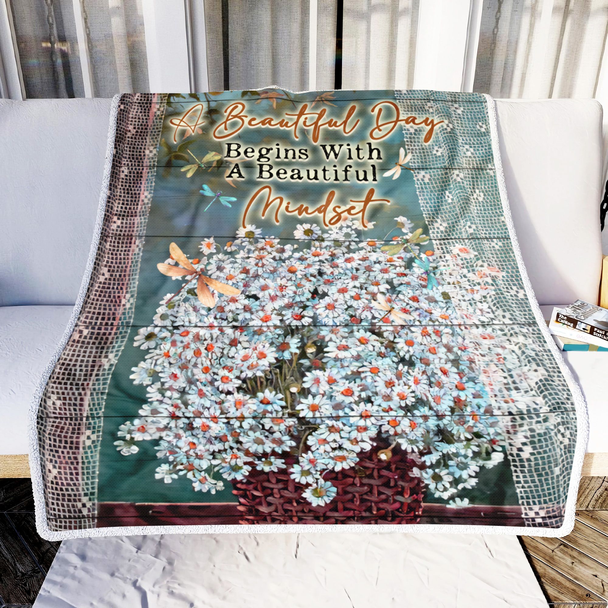 A Beautiful Day Begins With A Beautiful Mindset Fleece Blanket