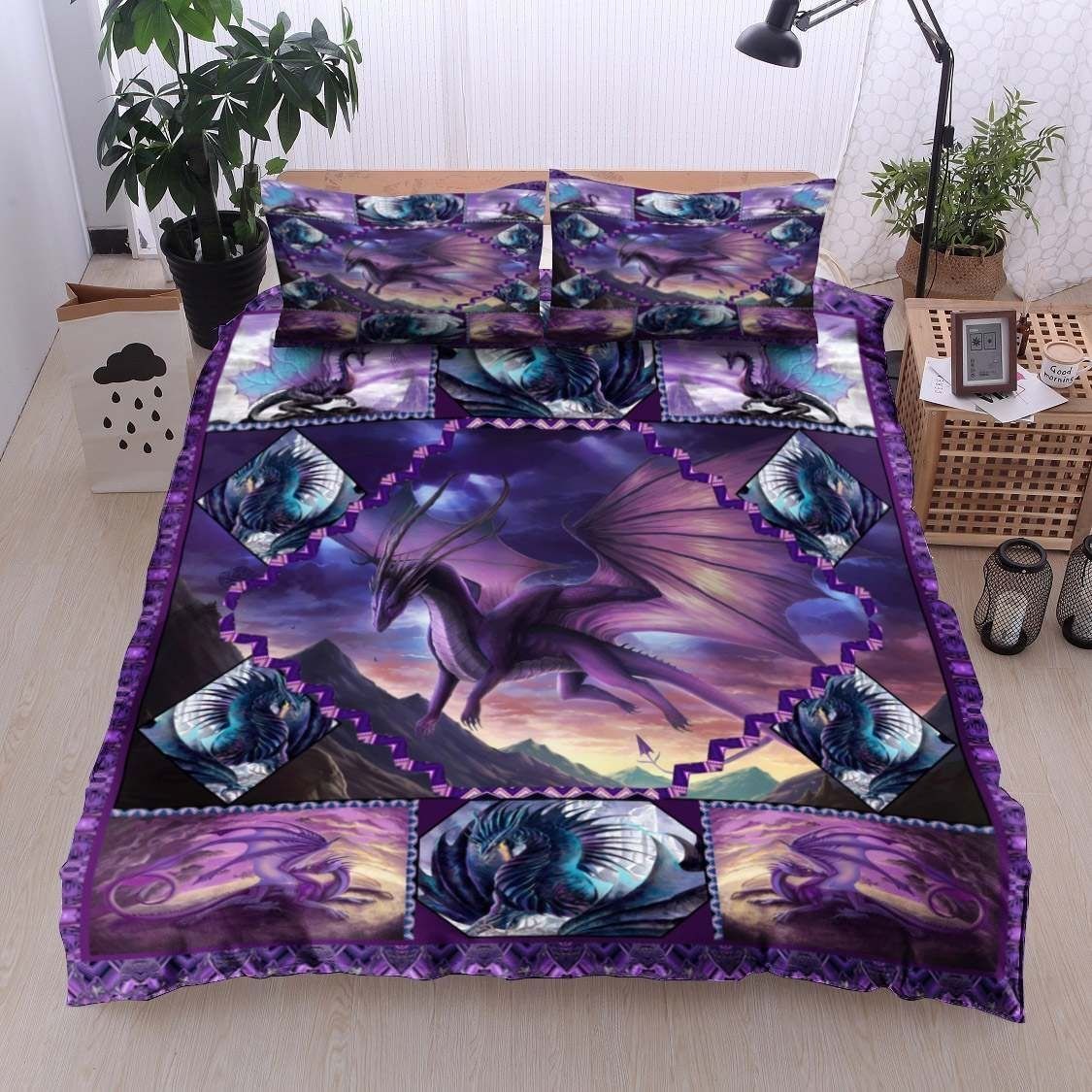 A Beautiful Purple Dragon Bedding Set
