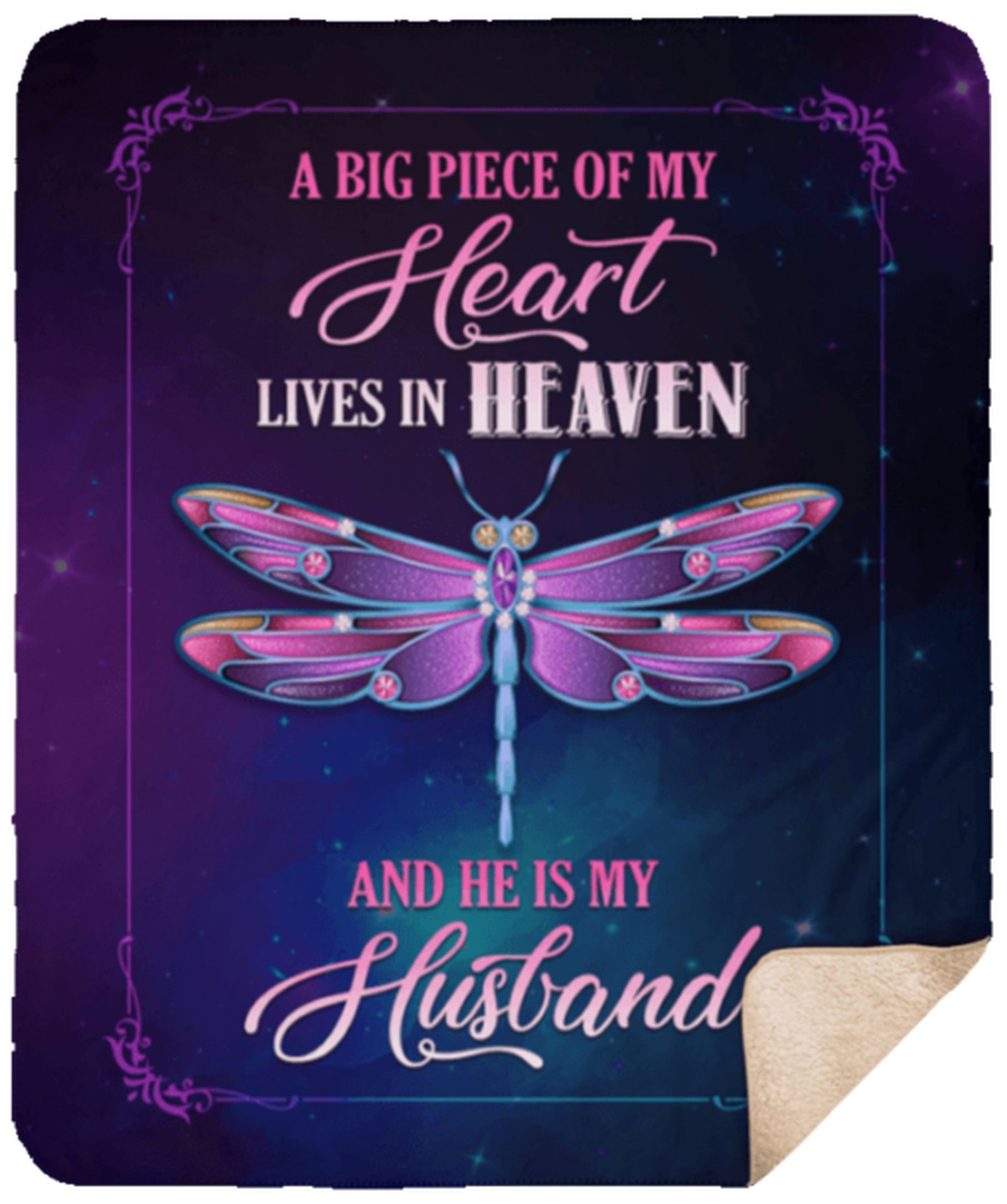 A Big Piece Of My Heart Lives In Heaven And He Is My Husband Sherpa Fleece Blanket