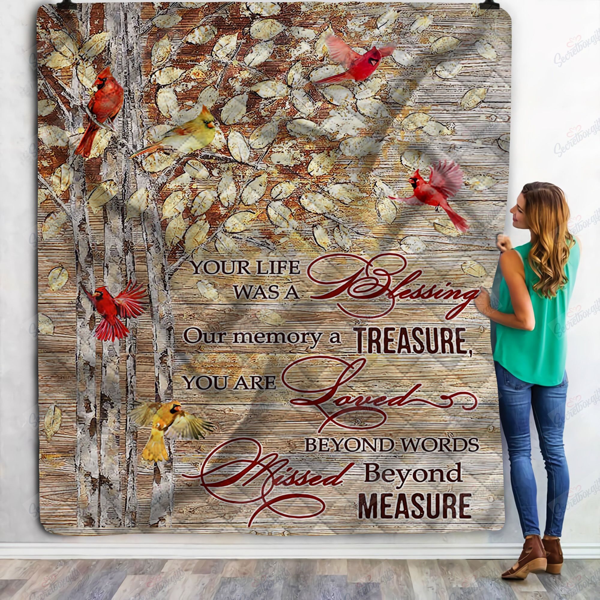 A Blessing Cardinal Bird Fleece Blanket