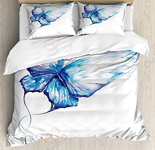 A Blue Butterfly Bedding Set