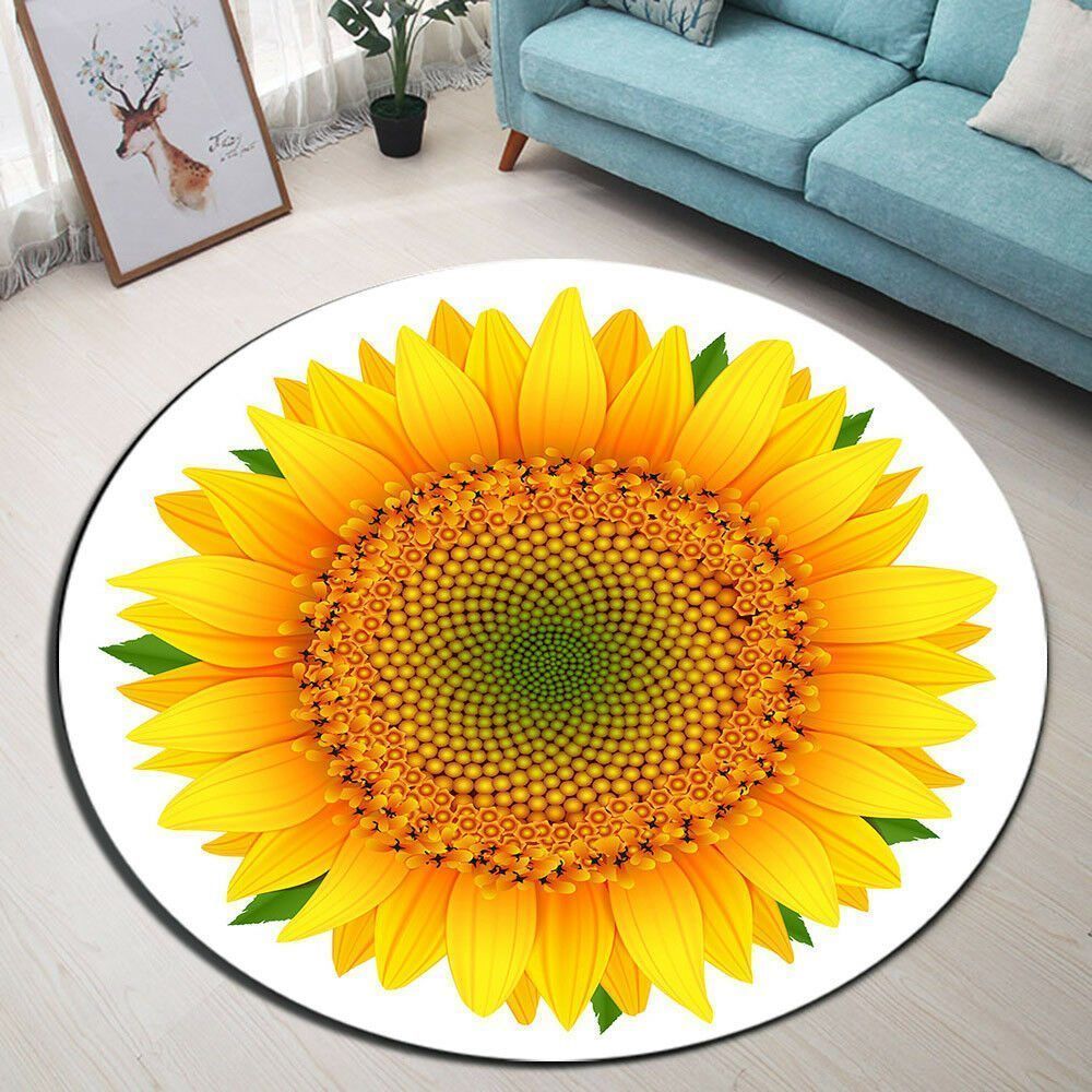 A Bright Sunflower Round Carpet