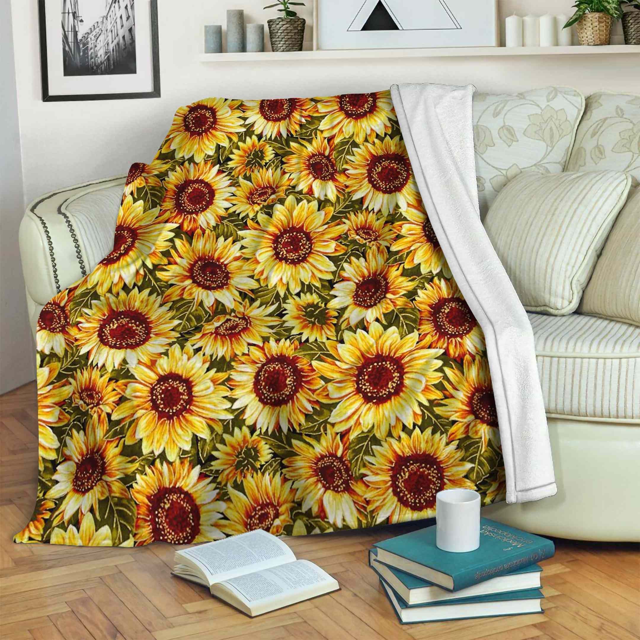 A Bunch Of Sunflower Sherpa Fleece Blanket