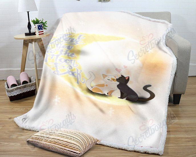A Couple Of Cat And Moon Fleece Blanket