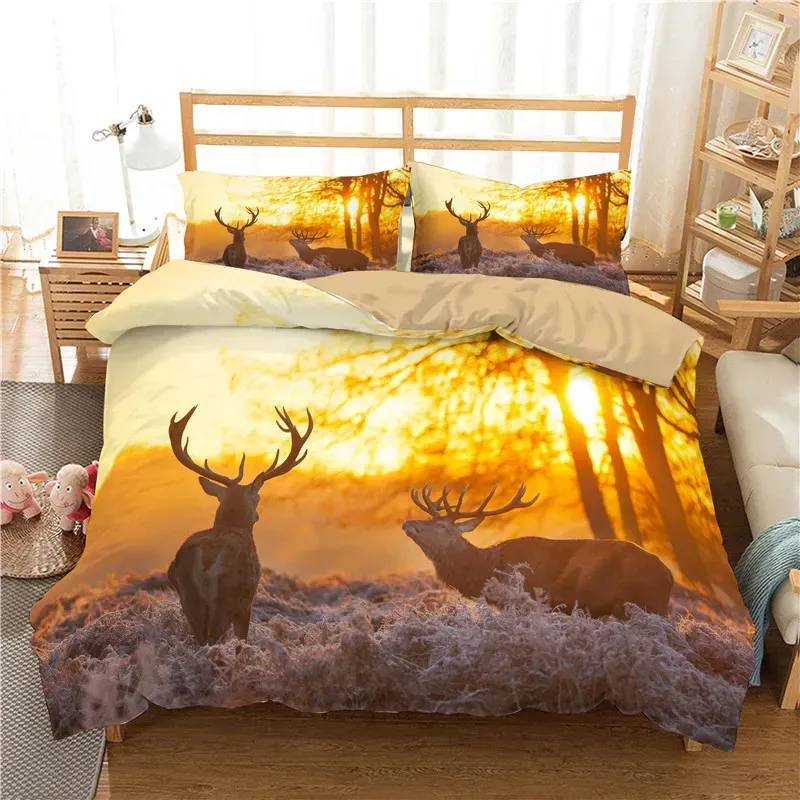 A Couple Of Deer At Sunset Bedding Set