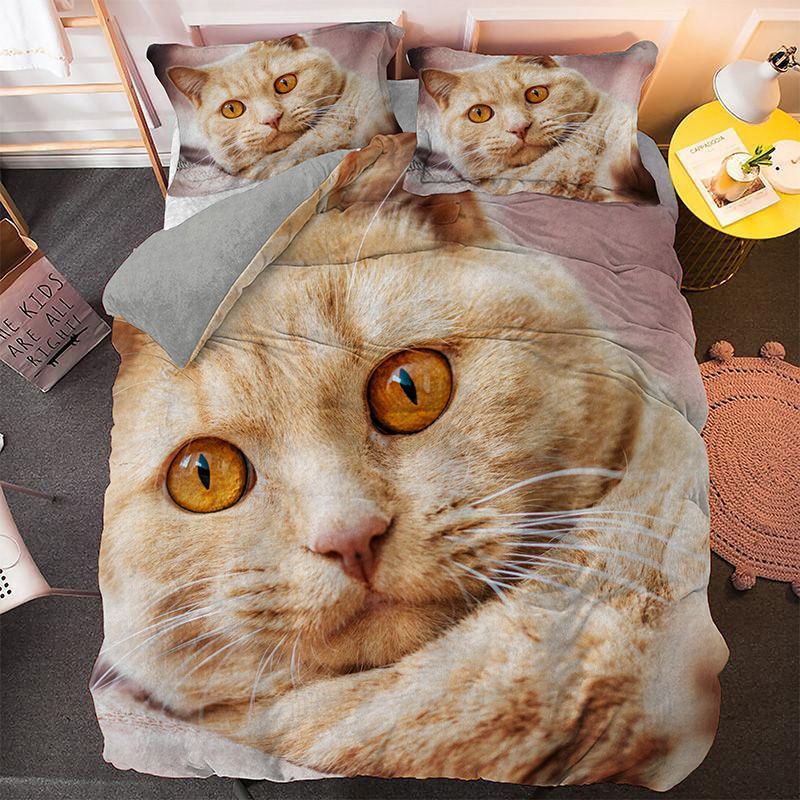 A Cute Cat With Orange Eyes Bedding Set