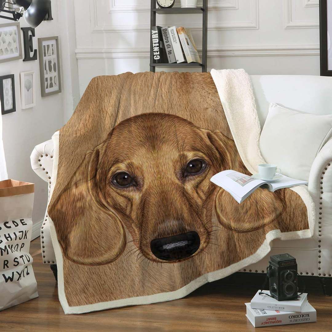 A Dachshund Sherpa Fleece Blanket
