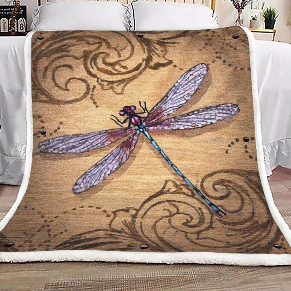 A Dragonfly Sherpa Fleece Blanket