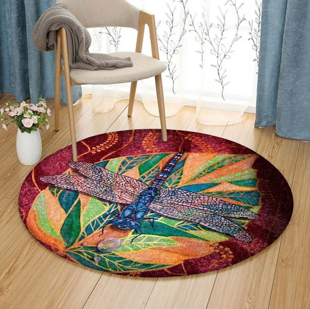A Dragonfly Round Carpet