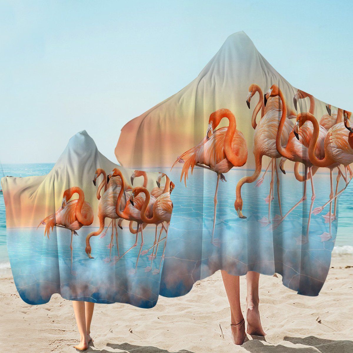 A Flamboyant Of Flamingos Printed Hooded Towel