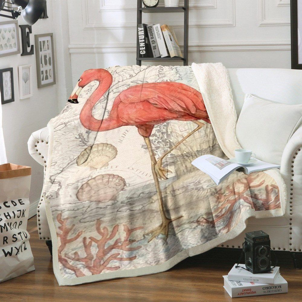 A Flamingo Sherpa Fleece Blanket