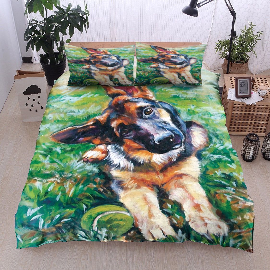 A German Shepherd Dog Play With Tennis Ball Bedding Set