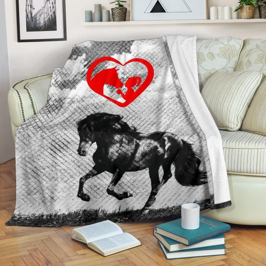 A Girl And Her Horse Sherpa Fleece Blanket