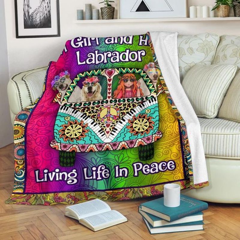 A Girl And Her Labrador Hippie Sherpa Fleece Blanket