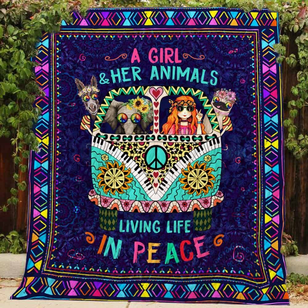 A Girl & Her Animals Quilt Blanket ABC24107413