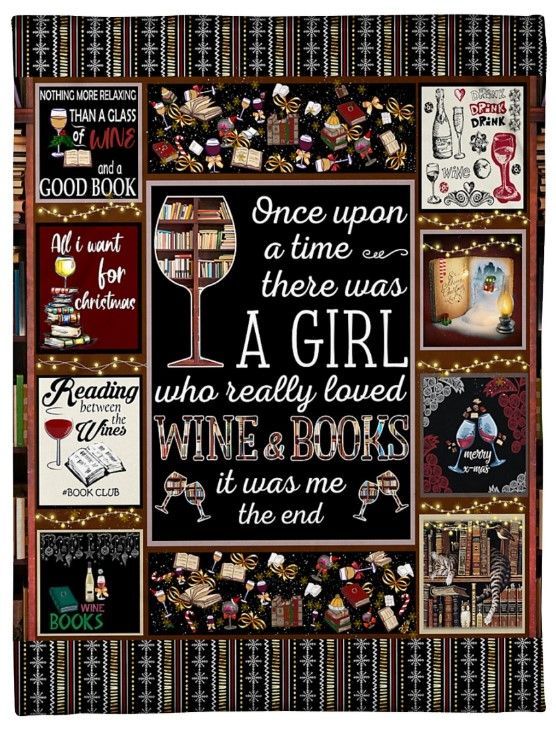 A Girl Loves Wine And Books Sherpa Fleece Blanket
