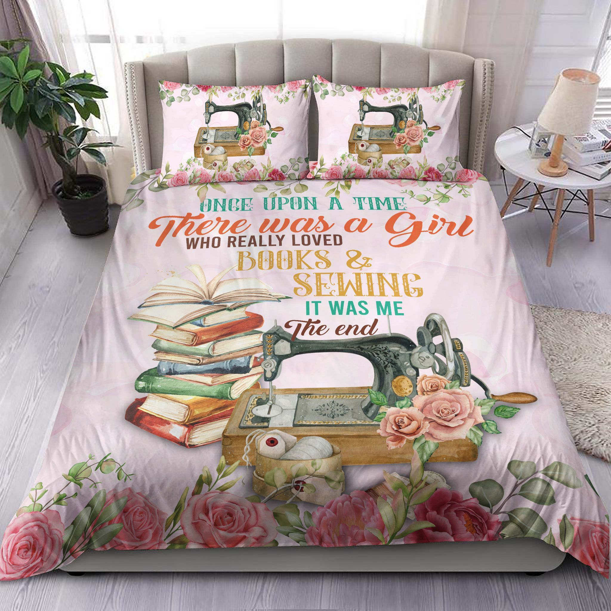 A Girl Who Really Loved Books And Sewing Bedding Set