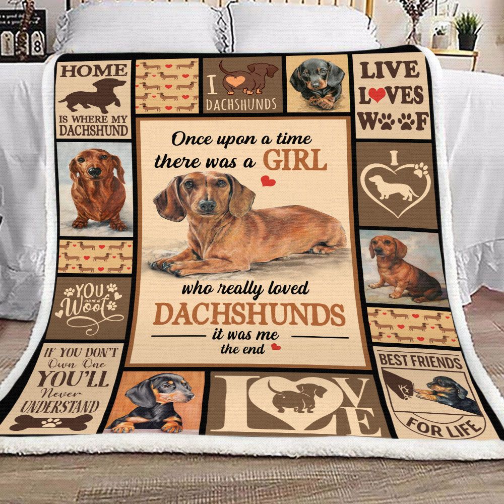 A Girl Who Really Loved Dachshunds Fleece Blanket