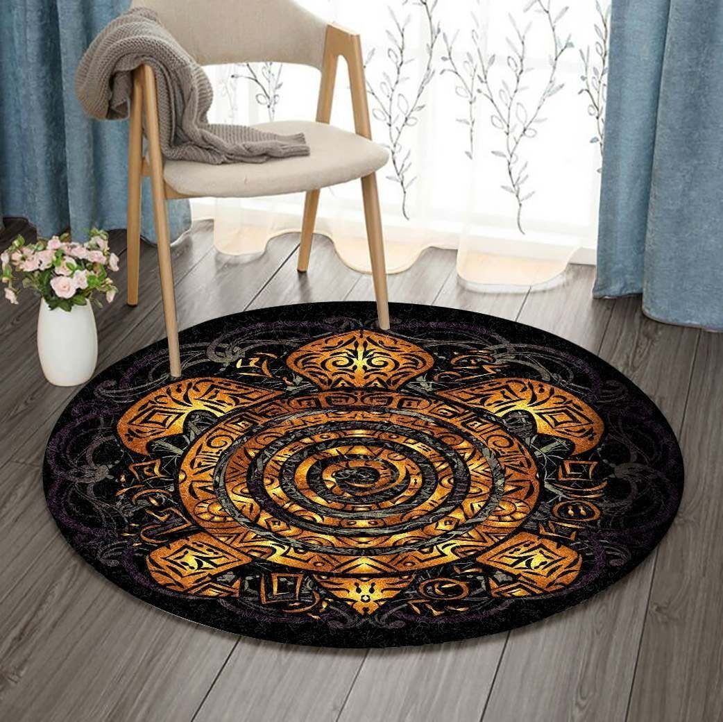 A Golden Turtle Round Carpet