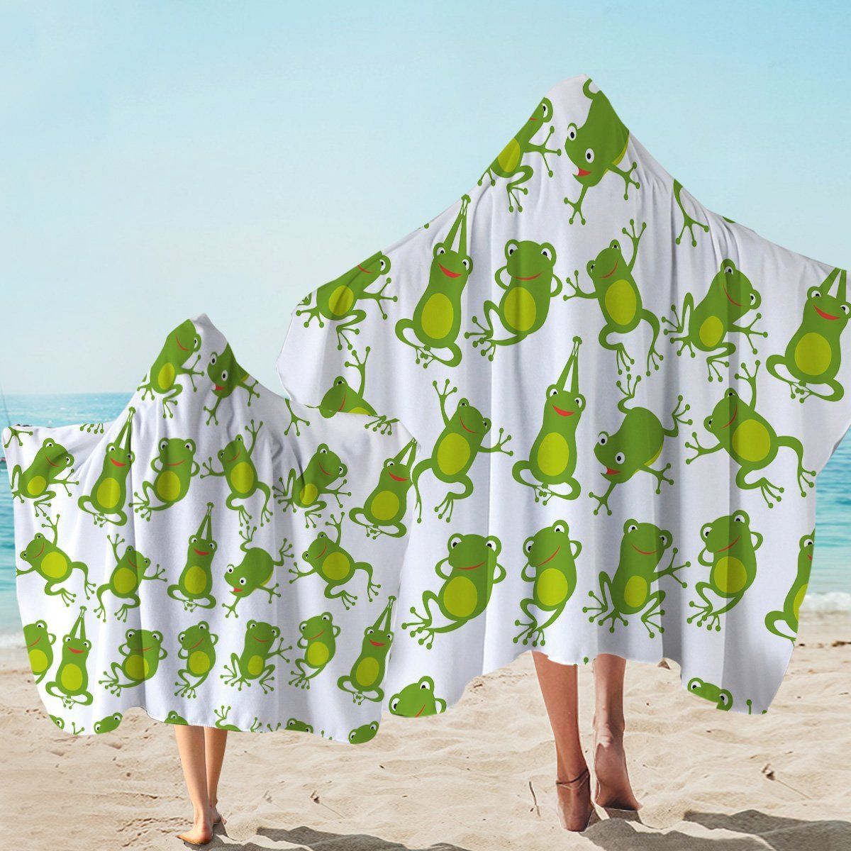 A Green Toad Thing Printed Hooded Towel