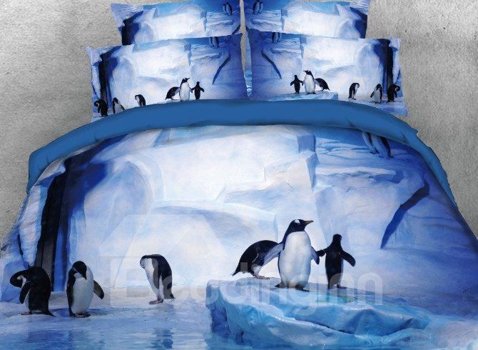 A Group Of Penguins Frolicking Bedding Set