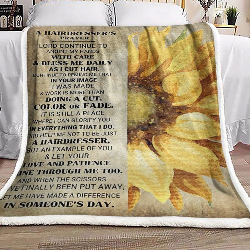 A Hairdressers Prayer Sunflower Sherpa Fleece Blanket