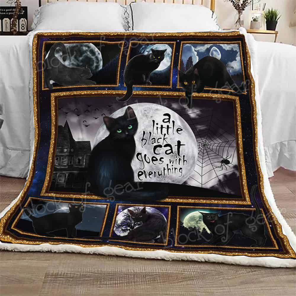 A Little Black Cat Goes With Everything Fleece Blanket