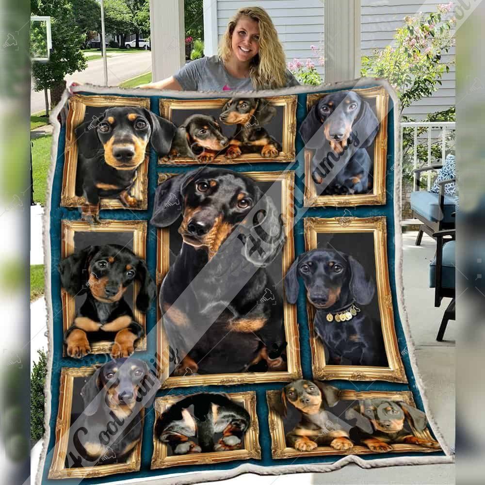 A Little Black Dachshund Sherpa Fleece Blanket