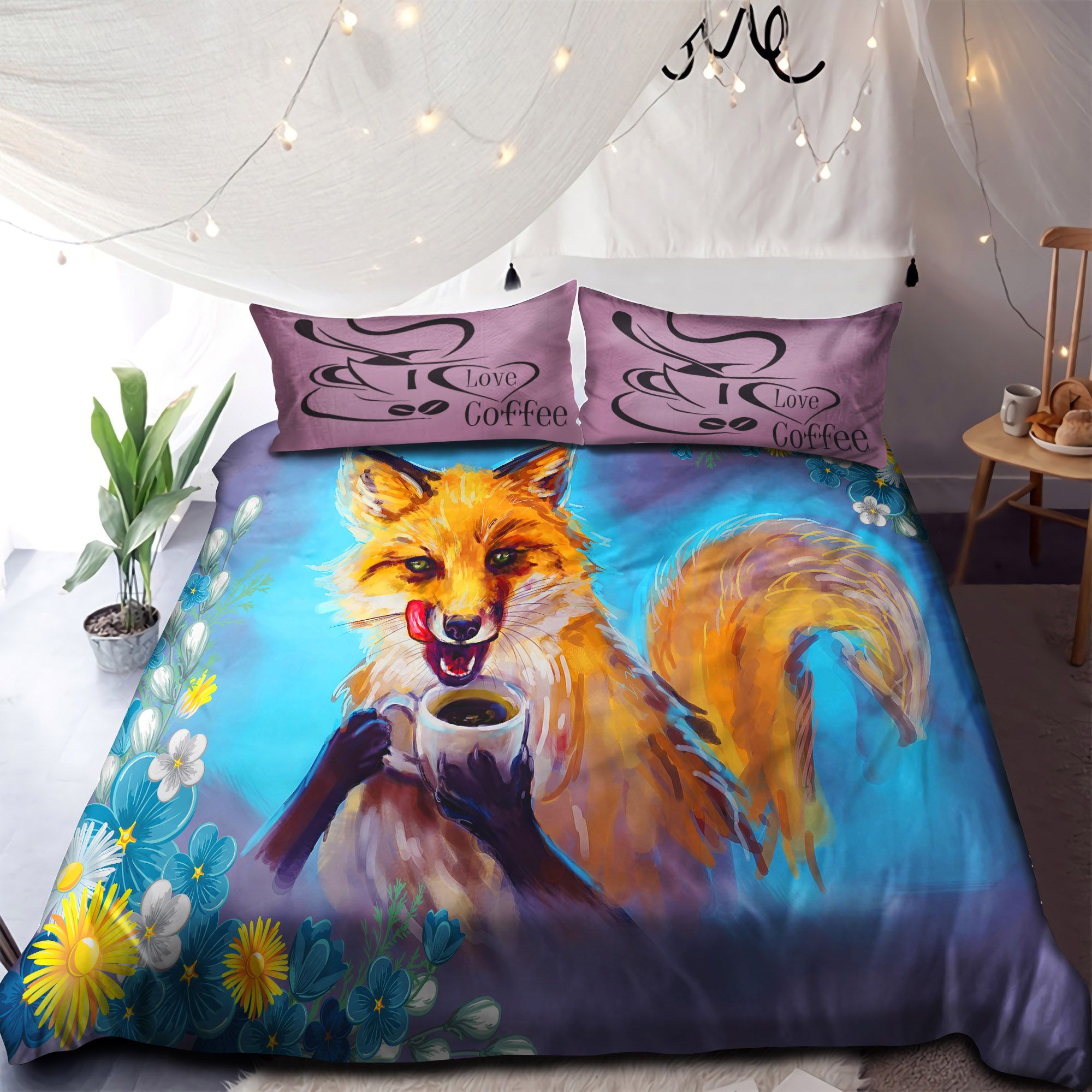 A Little Fox Love Coffee Bedding Set
