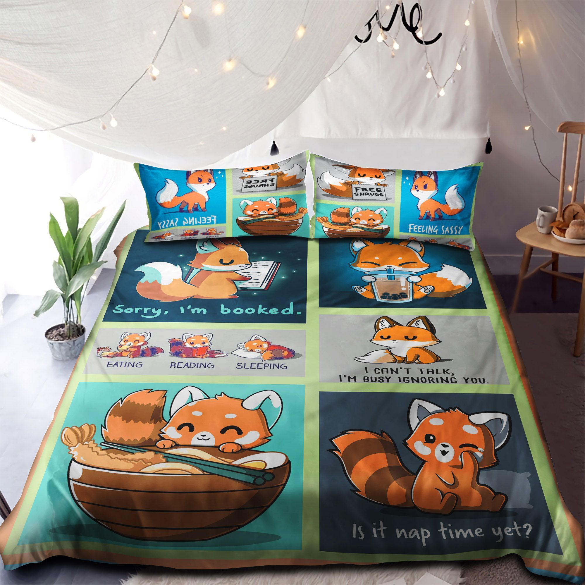 A Little Fox With Happy Life Bedding Set