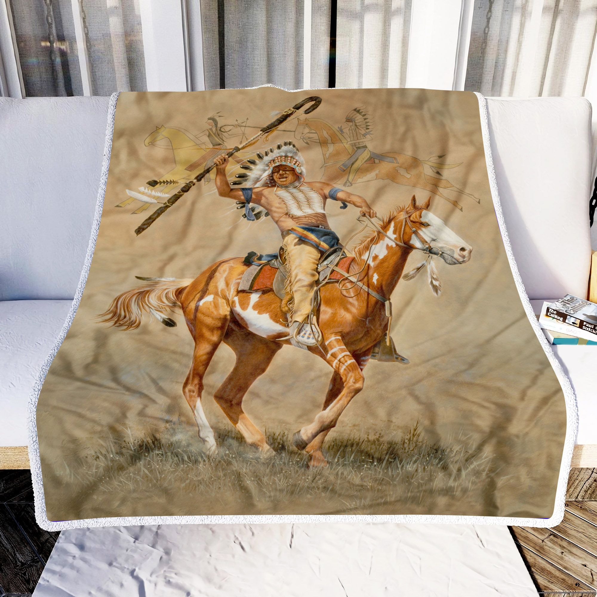 A Man Riding Horse Fleece Blanket