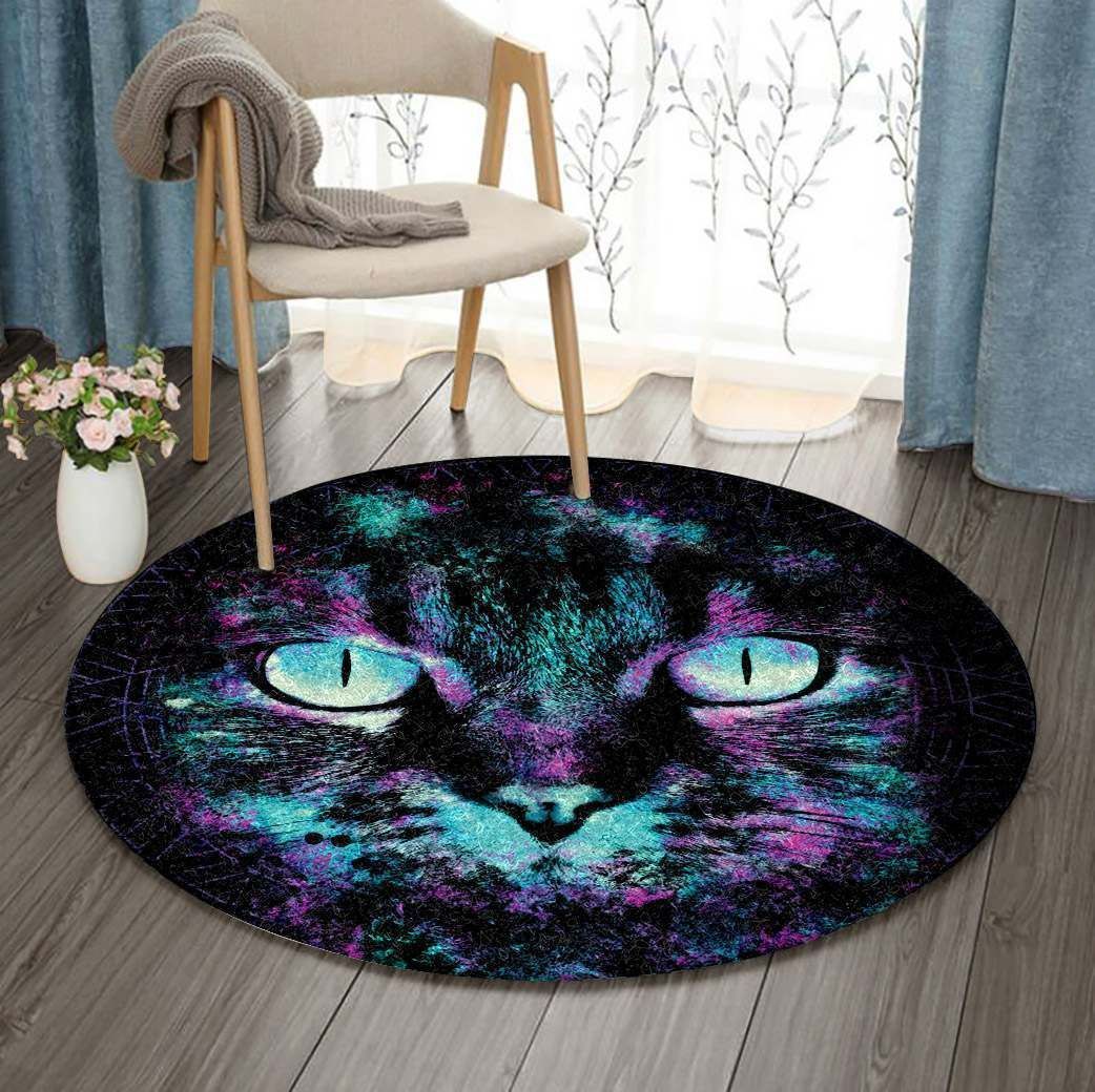A Mysterious Cat Round Carpet