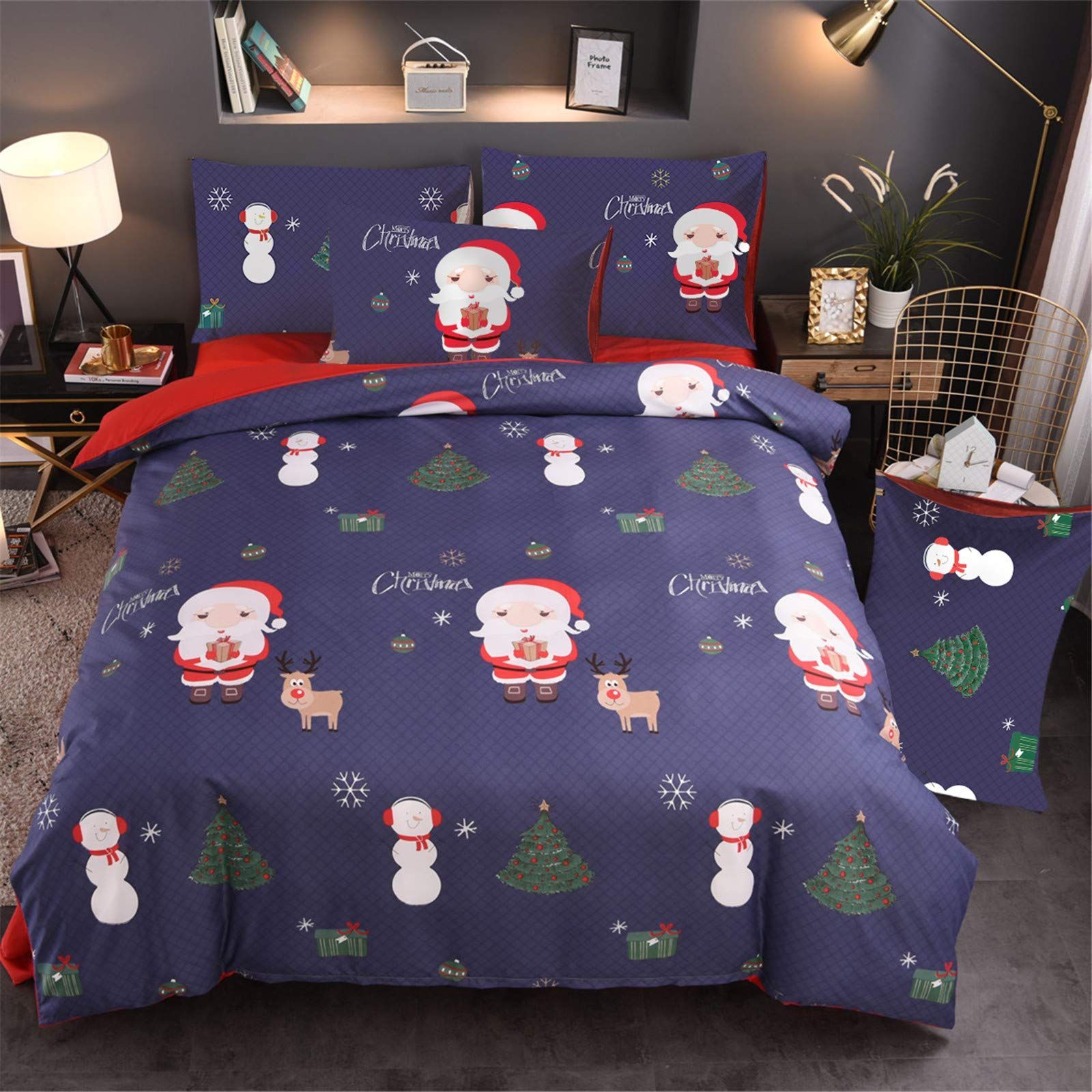 A Nice Night Christmas Tree Deer Santa Claus Bedding Set