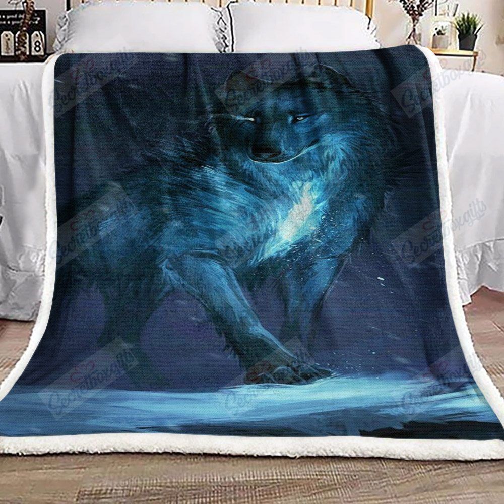 A Night Wolf Fleece Blanket
