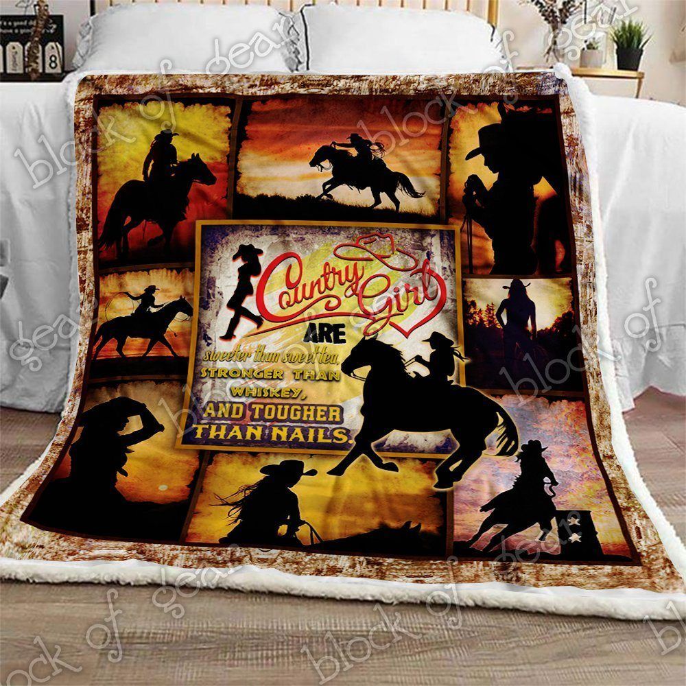 A Perfect Country Girl Cowgirl Sherpa Fleece Blanket