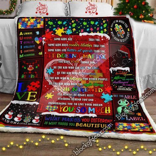 A Piece Of My Heart Has Autism Sherpa Fleece Blanket