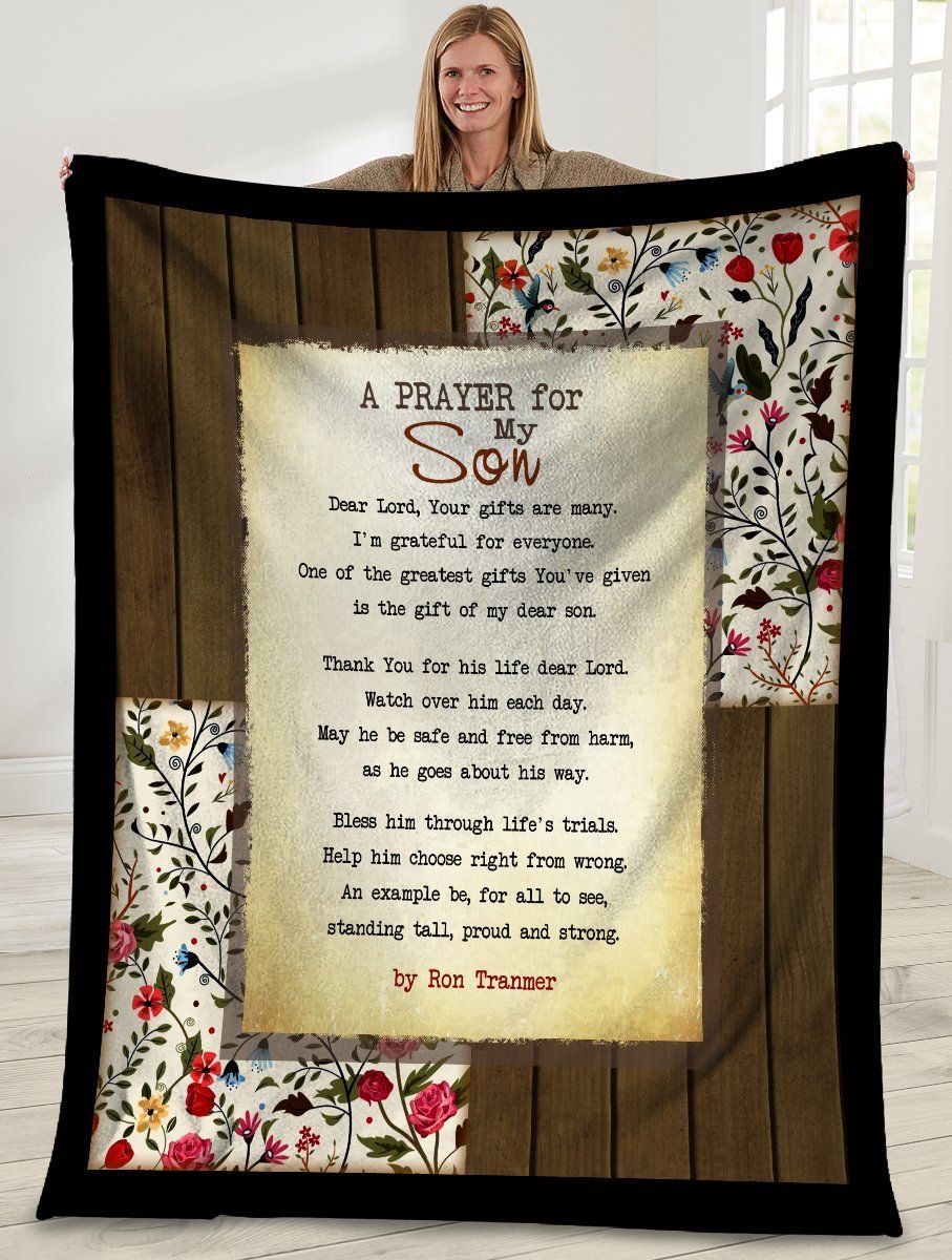 A Prayer For My Son Flower Fleece Blanket