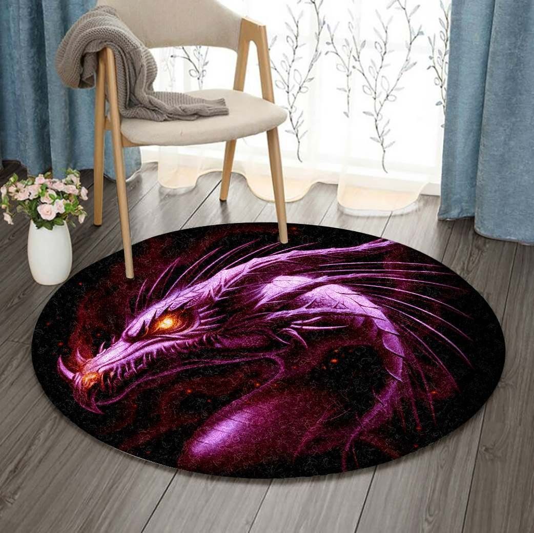 A Purple Dragon Round Carpet