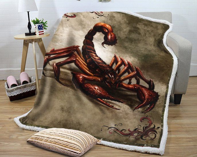A Red Scorpion Sherpa Fleece Blanket