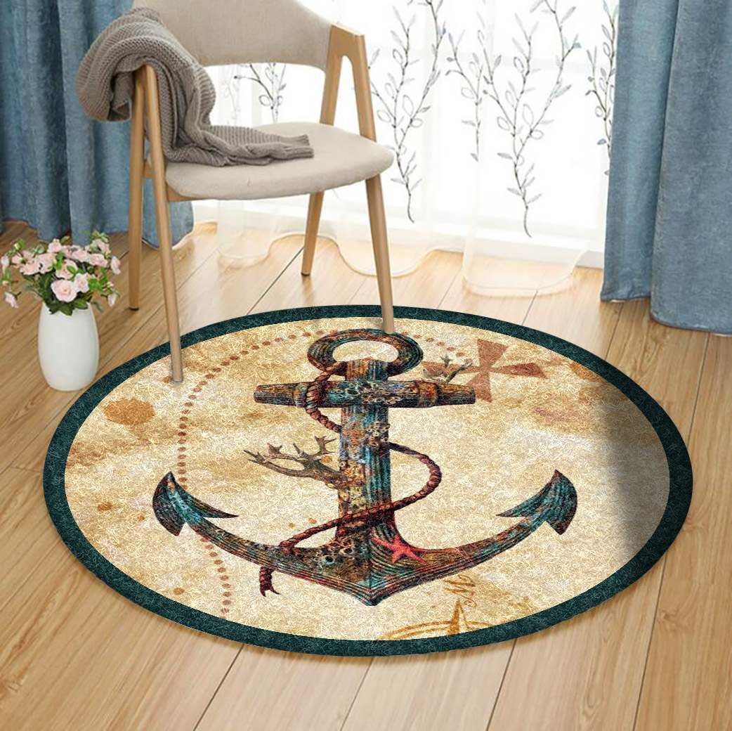A Rusty Anchor Round Carpet