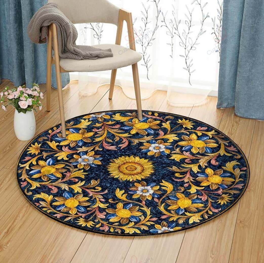 A Sunflower Vintage Round Carpet