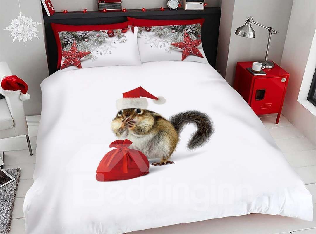 A Surprised Squirrel Received A Christmas Present 3d Bedding Set